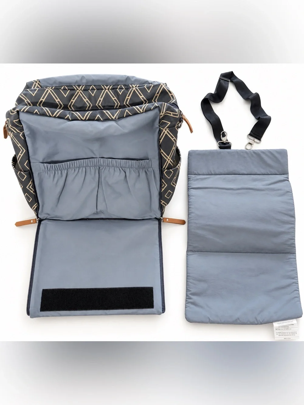 Petunia Pickle Bottom Navy and Cream Geometric Kids Backpack